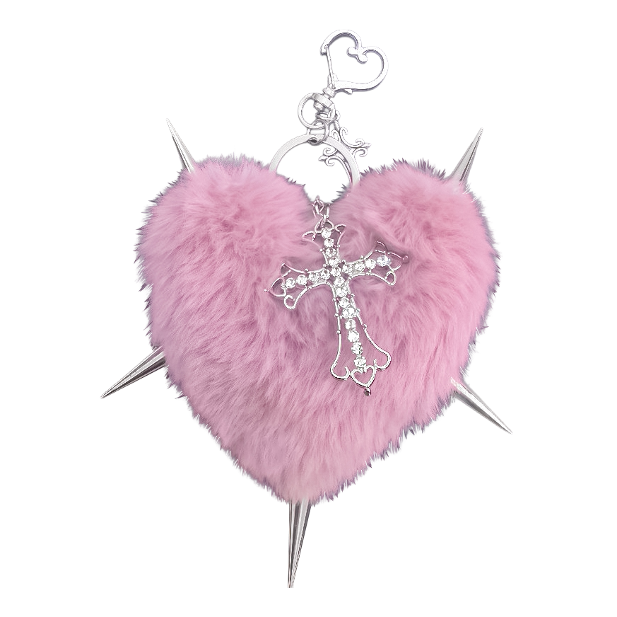 Y2K Plush Heart Bag Charm Keychain